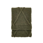 Cable Knit Diamond Throw - Olive