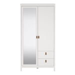 Barcelona Wardrobe with 1 Door 1 Mirror Door 2 Drawers in White In UK