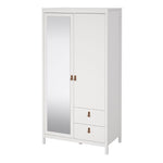 Barcelona Wardrobe with 1 Door 1 Mirror Door 2 Drawers in White