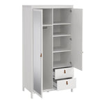 Barcelona Wardrobe with 1 Door 1 Mirror Door 2 Drawers in White UK