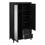 Barcelona Wardrobe with 1 Door 1 Mirror Door 2 Drawers in Matt Black in UK