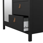 Barcelona Wardrobe with 1 Door 1 Mirror Door 2 Drawers in Matt Black UK