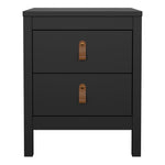 Barcelona Bedside Table 2 Drawers in Matt Black