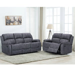 Alaska Suede Fabric Manuel Recliner Sofa Suite - Charcoal Set in UK