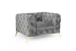 Bexley Chesterfield Sofa - Grey Armchair