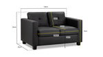 Archie Sofa Black 2 Seater Sofa in UK Dimension