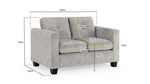 Archie Sofa Grey Fabric 2 Seater in UK Dimesion